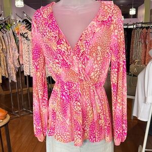 Vibrant Pink Leopard Print Women's Top